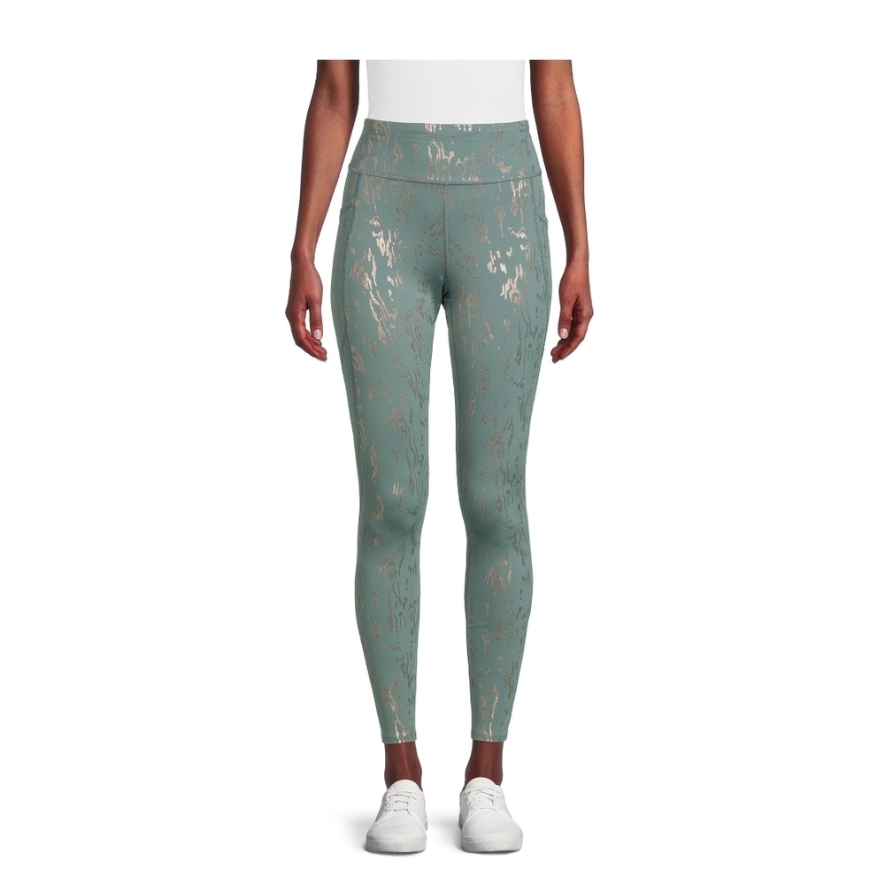 Avia Super Cute Teal and Gold Leggings Womens Large New With Tag